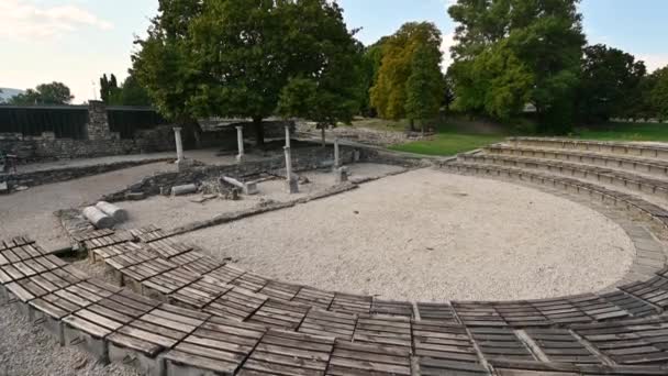 Budapest Hungary August 2022 Footage Roman Archaeological Site Aquincum Tilt — Stock Video