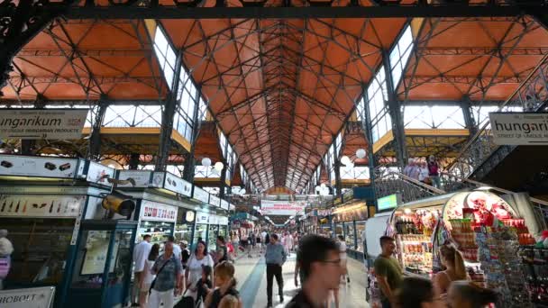 Budapest Hungary August 2022 Static Footage Main Corridor Central Market — Stockvideo