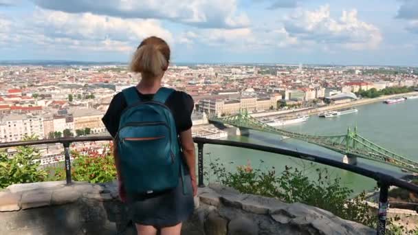 Budapest Hungary August 2022 Aerial View Footage City Middle Aged — Vídeo de Stock