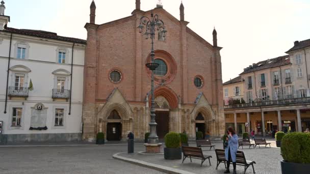 Asti Italy April 2023 Footage Gothic Collegiate Church San Secondo — Stock Video