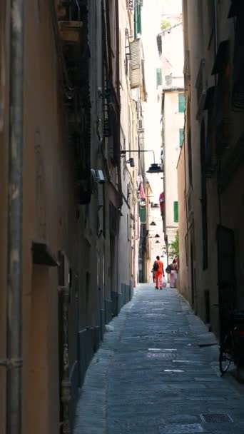 Genua Ligurien Italien Juni 2023 Vertikale Aufnahmen Einer Gasse Historischen — Stockvideo