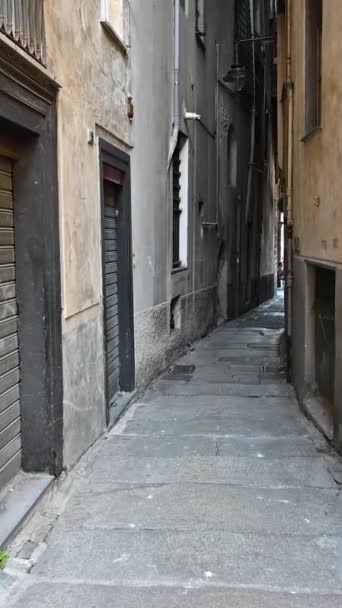 Genoa Liguria Italy June 2023 Fascinating Vertical Format Footage Alley — Stock Video