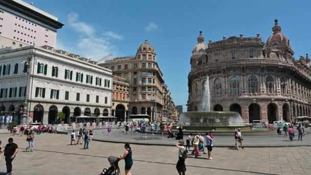 Genova Liguria Italia Junio 2023 Increíbles Imágenes Panorámicas Magnífica Piazza — Vídeo de stock