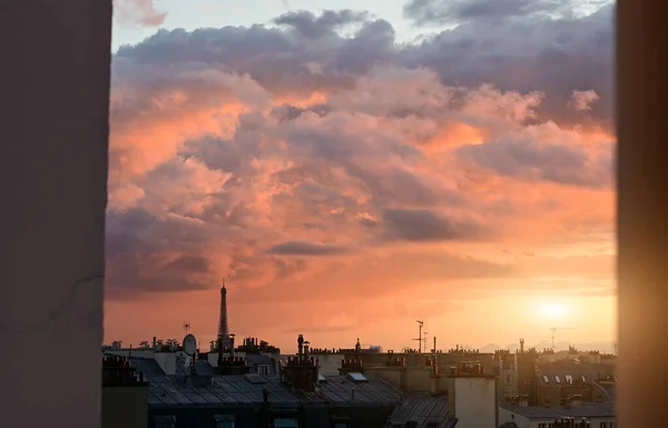Paris France Juin 2022 Coucher Soleil Fascinant Sur Ville Reconnaissable — Photo