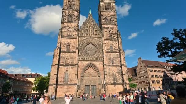 Нюрнберг Німеччина Серпня 2023 Прекрасні Кадри Церкви Сан Лоренцо Сонячний — стокове відео