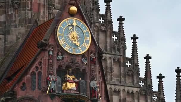 Norimberga Germania Agosto 2023 Dettaglio Della Facciata Della Chiesa Nostra — Video Stock
