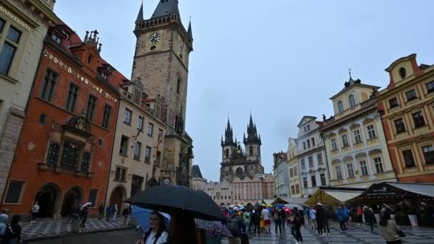 Praga República Checa Agosto 2023 Grabación Pov Histórica Plaza Del — Vídeos de Stock