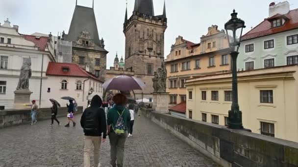 Praga República Checa Agosto 2023 Atractivo Vídeo Pov Caminando Entre — Vídeos de Stock
