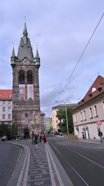 Praha Republik Ceko 2023 Agustus Rekaman Format Vertikal Dengan Pemandangan — Stok Video