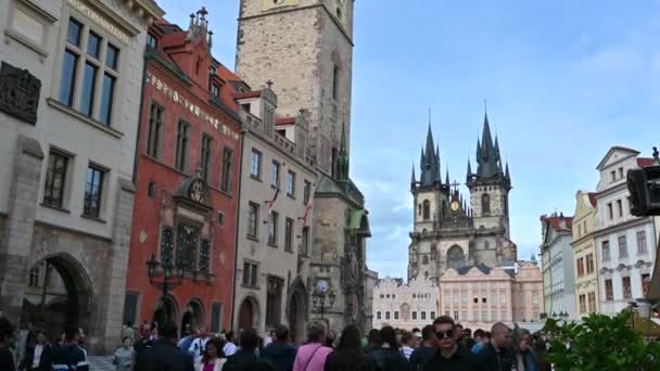 Prag Tschechien August 2023 Postkartenblick Auf Den Altstadtplatz Herrlicher Sommertag — Stockvideo