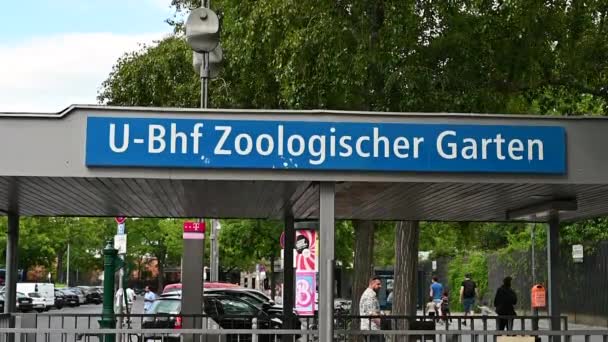 Берлин Германия Августа 2023 Года Замедленные Съёмки Знака Зоологический Сад — стоковое видео