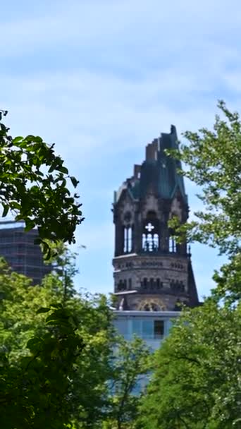 Berlin Allemagne Août 2023 Images Format Vertical Église Commémorative Cime — Video