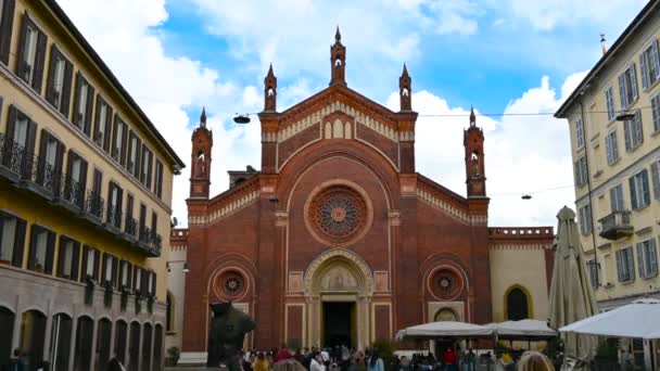 Milánó Lombardia Olaszország 2024 Április Felvétel Carmine Templomról Brera Kerületben — Stock videók