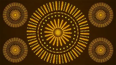 Broadcast Spinning Hi-Tech Alternate Blinking Illuminated Patterns, Golden, Events, 3D, Loopable, 4K