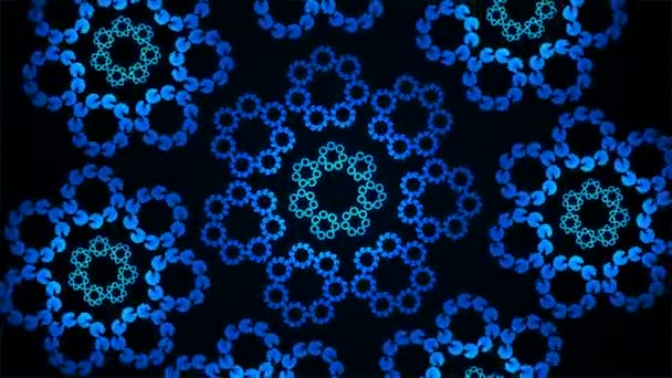 Broadcast Spinning Spiraling Tech Oświetlone Wzorce Kwiatów Hud Niebieski Wydarzenia — Wideo stockowe