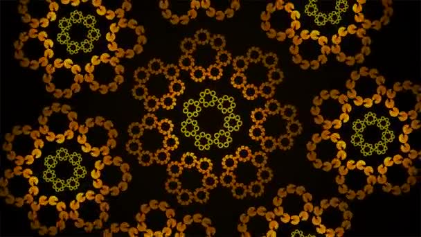 Прядильные Спирали Tech Иллюминированные Hud Flower Patterns Golden Benchmark Loopable — стоковое видео