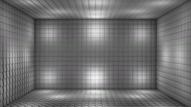 Pulsating Hi-Tech Aydınlatılmış Küp Odası Sahnesi, Gri Tonlama, Olaylar, 3D, Döngülenebilir, 4K