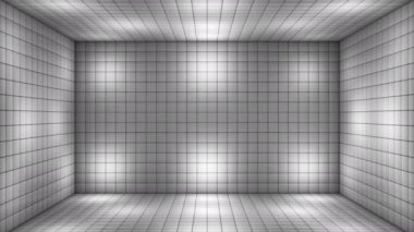 Yüksek Teknoloji Alternatif Işıklandırılmış Küp Odası Sahnesi, Gri Tonlama, Olaylar, 3D, Döngü, 4K