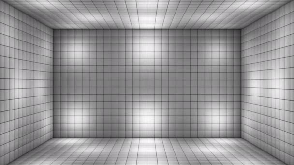 Broadcast Tech Alternate Blinking Illuminated Cubes Room Stage Grayscale Events — Stock Video