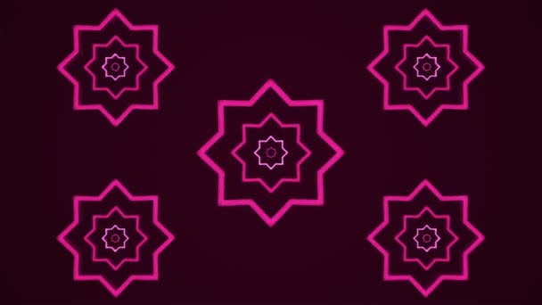 Broadcast Spinning Tech Glowing Illuminated Hollow Stars Magenta Eventos Loopable — Vídeo de stock