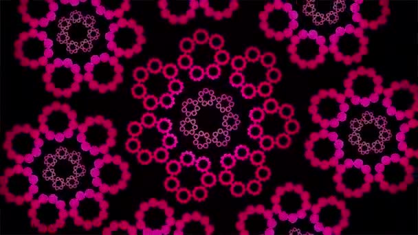 Broadcast Spinning Tech Migające Podświetlone Wzory Kwiatów Magenta Wydarzenia Loopable — Wideo stockowe