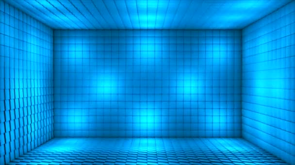 Broadcast Pulsating Tech Blinking Illuminated Cubes Room Stage Blue Corporate — Video Stock