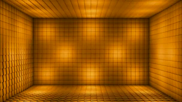 Broadcast Pulsating Tech Blinking Cubos Iluminados Sala Escenario Oro Eventos — Vídeos de Stock