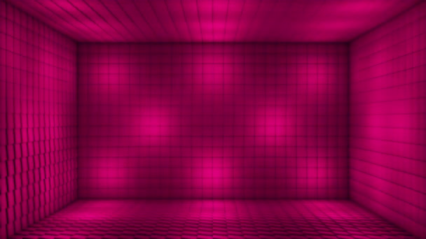 Broadcast Berdenyut Tech Blinking Illuminated Cubes Room Stage Magenta Events — Stok Video