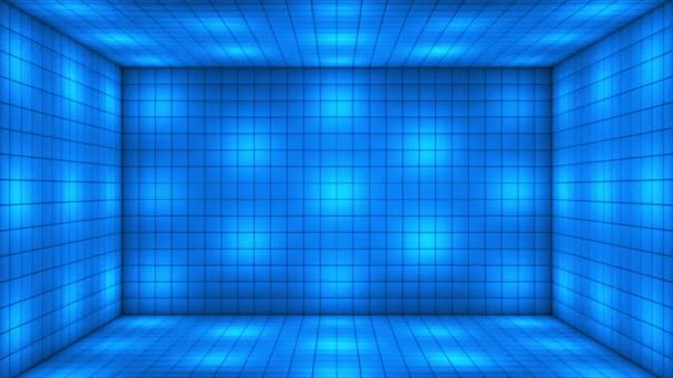 Broadcast Tech Alternate Blinking Illuminated Cubes Room Stage Blue Corporate — Stockvideo