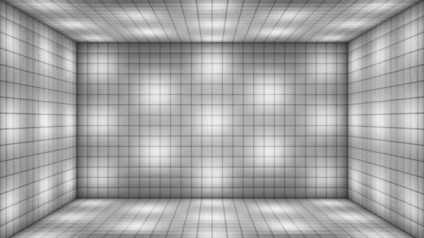 Трансляция Tech Blinking Illuminated Cubes Room Stage Grayscale Мбаппе Loopable — стоковое видео
