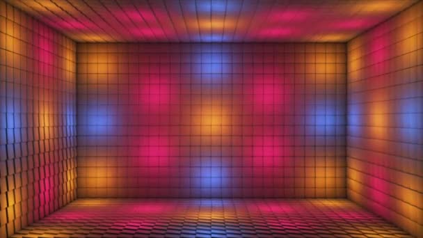 Broadcast Pulsating Tech Blinking Illuminated Cubes Room Stage Multi Color — стокове відео