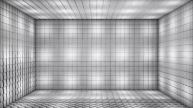 Pulsating Hi-Tech yanıp sönen Küp Odası Sahnesi, Gri Tonlama, Olaylar, 3D, Döngü, 4K