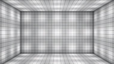 Yüksek Teknoloji Alternatif Işıklandırılmış Küp Odası Sahnesi, Gri Tonlama, Olaylar, 3D, Döngü, 4K