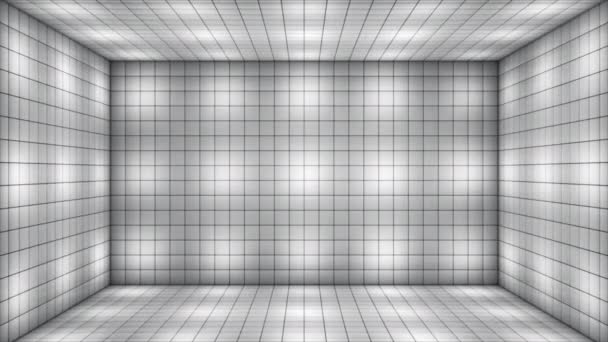Broadcast Tech Alternate Blinking Illuminated Cubes Room Stage Grayscale Events — Stock Video