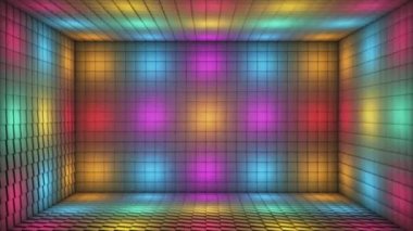 Pulsating Hi-Tech yanıp sönen Küp Odası Sahnesi, Çoklu Renk, Olaylar, 3D, Döngü, 4K