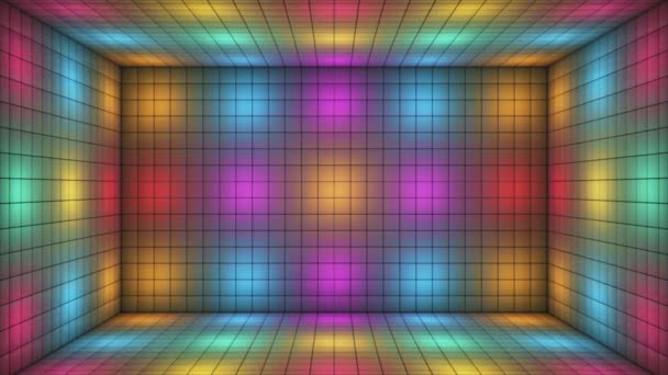 Broadcast Tech Lampeggiante Illuminato Cubi Stanza Stage Multi Colore Eventi — Video Stock