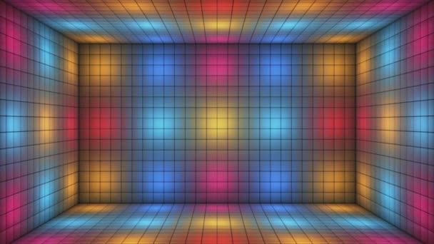 Broadcast Tech Blinking Illuminated Cubes Room Stage Multi Color Events — Stock Video