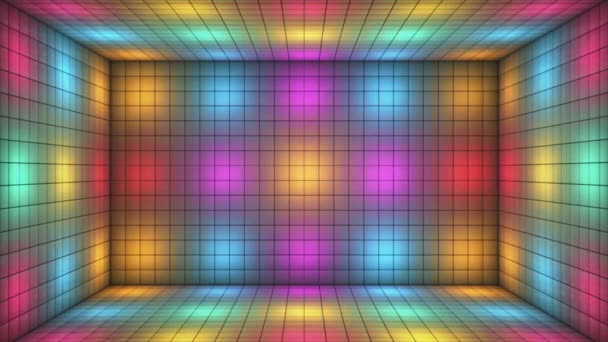 Broadcast Tech Alternate Blinking Illuminated Cubes Room Stage Multi Color — Stock Video