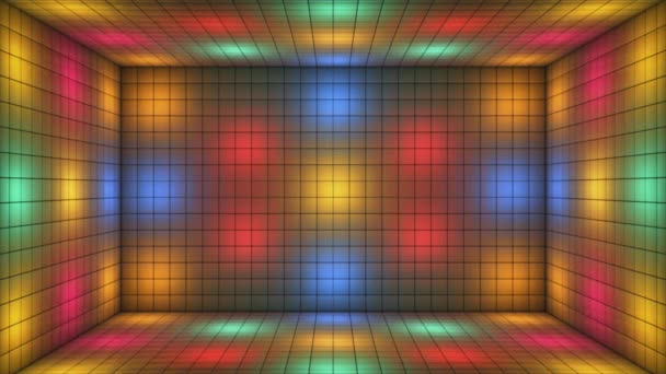 Broadcast Tech Blinking Illuminated Cubes Room Stage Multi Color Events — стокове відео