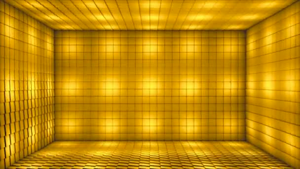 Broadcast Pulsating Tech Illuminated Cubes Room Stage Golden Events Loopable — Video Stock