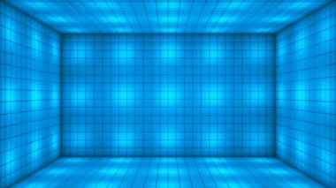 Broadcast Hi-Tech Blinking Illuminated Cubes Room Stage, Blue, Corporate, 3D, Loopable, 4K