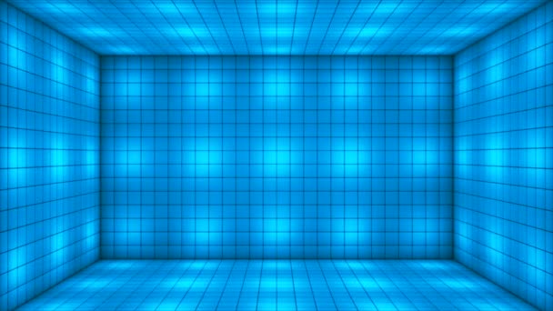 Broadcast Tech Blinking Illuminated Cubes Room Stage Blue Corporate Loopable — ストック動画