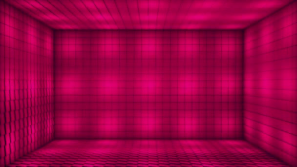 Broadcast Pulsating Tech Illuminated Cubes Room Stage Magenta Events Loopable — Stock Video