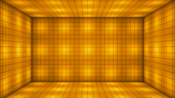 Трансляция Tech Blinking Illuminated Cubes Room Stage Golden Photo Loopable — стоковое видео