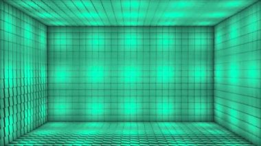Pulsating Hi-Tech yanıp sönen Küp Odası Sahnesi, Turkuaz, Etkinlikler, 3D, Döngü, 4K