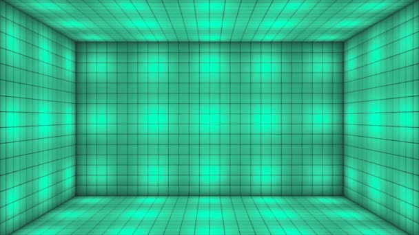 Трансляция Tech Blinking Illuminated Cubes Room Stage Бирюза Озил Loopable — стоковое видео
