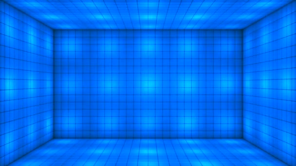 Broadcast Tech Alternate Blinking Illuminated Cubes Room Stage Blue Corporate — Stock Video