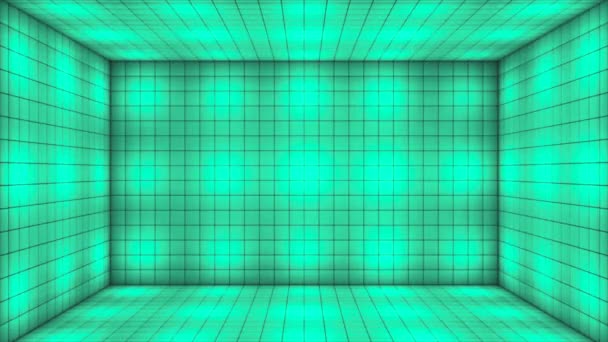 Трансляция Tech Альтернатива Бликующим Иллюминированным Кубикам Показ Комнаты Бирюза Мбаппе — стоковое видео