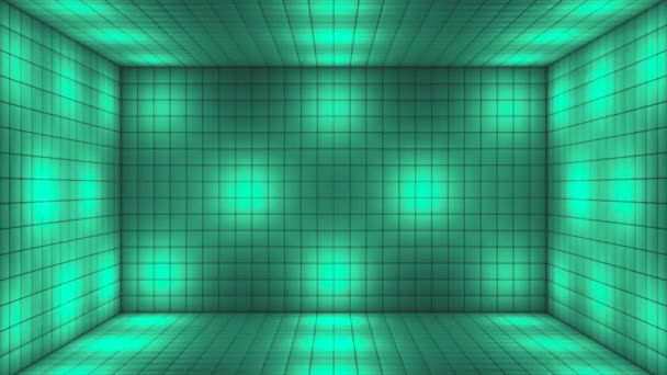Transmissão Tech Alternativa Blinking Iluminado Cubos Room Stage Turquesa Eventos — Vídeo de Stock