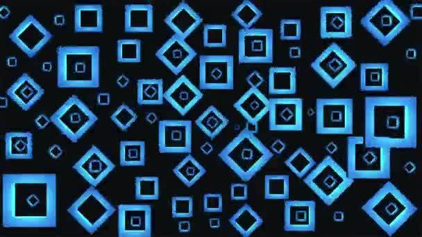 Радиовещание Плавающие Прядильные Ослепляющие Tech Illuminated Squares Blue Технология Loopable — стоковое видео